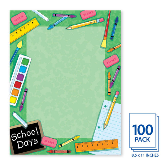 School Letterhead Pack, 100 Sheets, White, 8.5 x 11