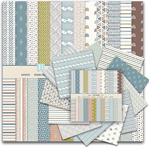 Boho Scrapbook Paper Set with 48 Sheets