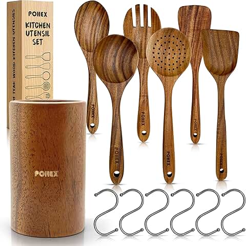 12-Piece Teak Kitchen Utensil Set with Holder