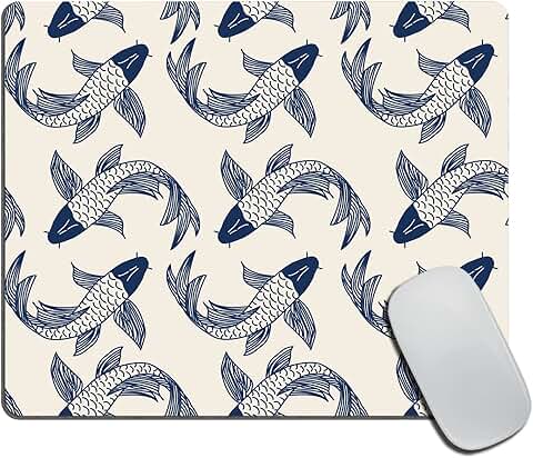 Fish Print Office Mouse Pad with Oriental Design