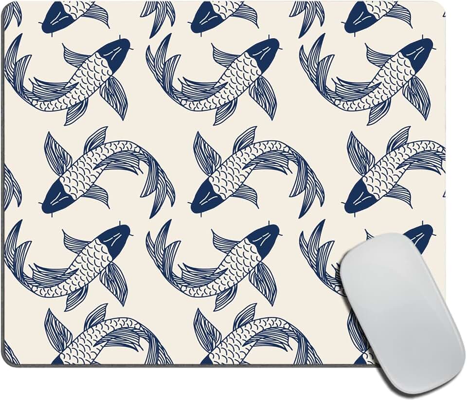 Fish Print Office Mouse Pad with Oriental Design