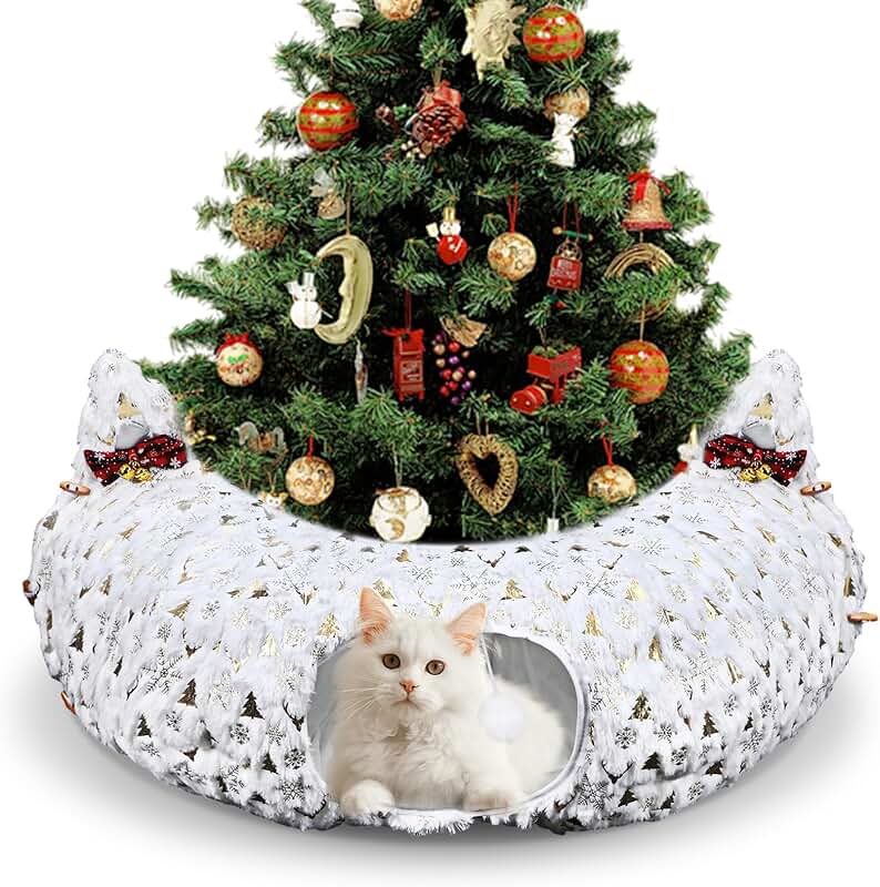 Christmas Cat Tunnel Bed for Indoor Cats