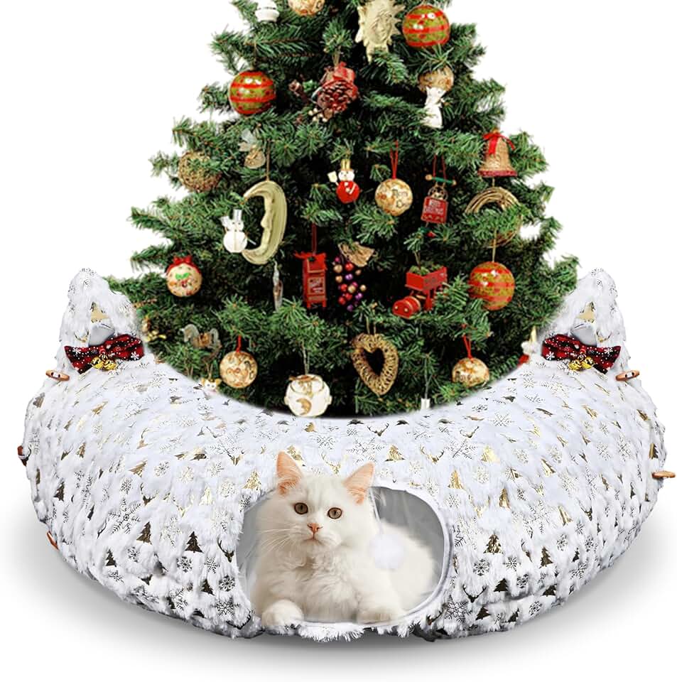 Christmas Cat Tunnel Bed for Indoor Cats