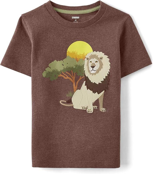 Toddler Safari Lion Embroidered Short Sleeve T-Shirt