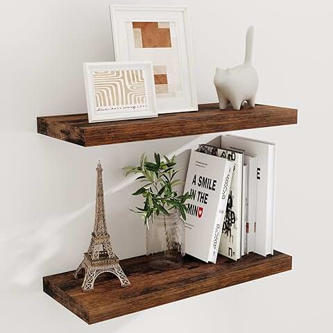 Set of 2 Rustic 24-Inch Wall Shelves