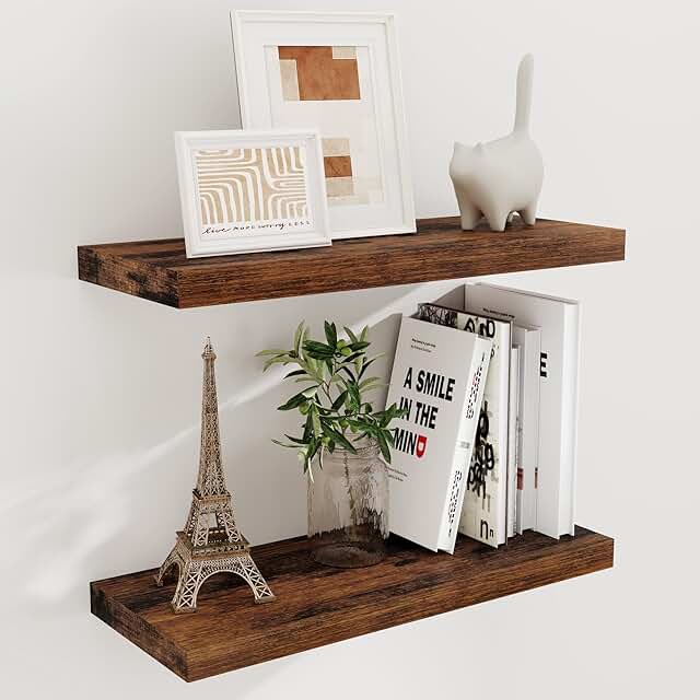 Set of 2 Rustic 24-Inch Wall Shelves