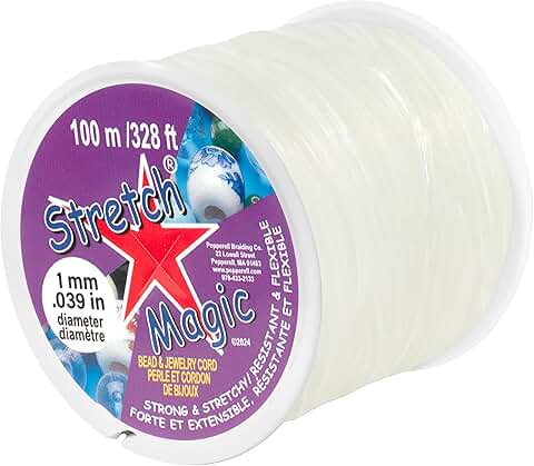 Clear 1mm Stretch Beading Cord, 100m, Strong & Flexible