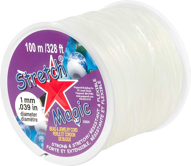 Clear 1mm Stretch Beading Cord, 100m, Strong & Flexible
