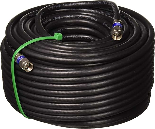 100ft Outdoor RG-6 Coaxial Cable with Brass Connectors