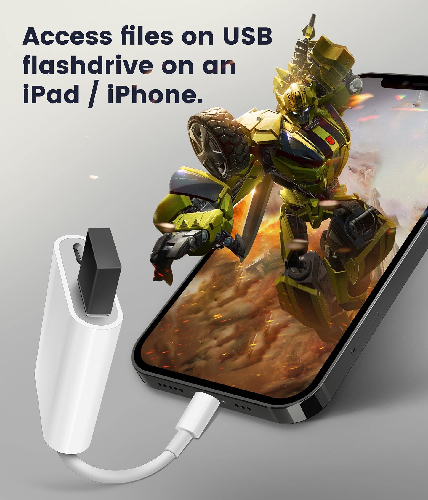 USB Adapter for iPad/iPhone, Lightning to USB Female OTG Adapter Compatible with USB Flash Drive/Microphone/Hard Disk and MIDI,Plug & Play