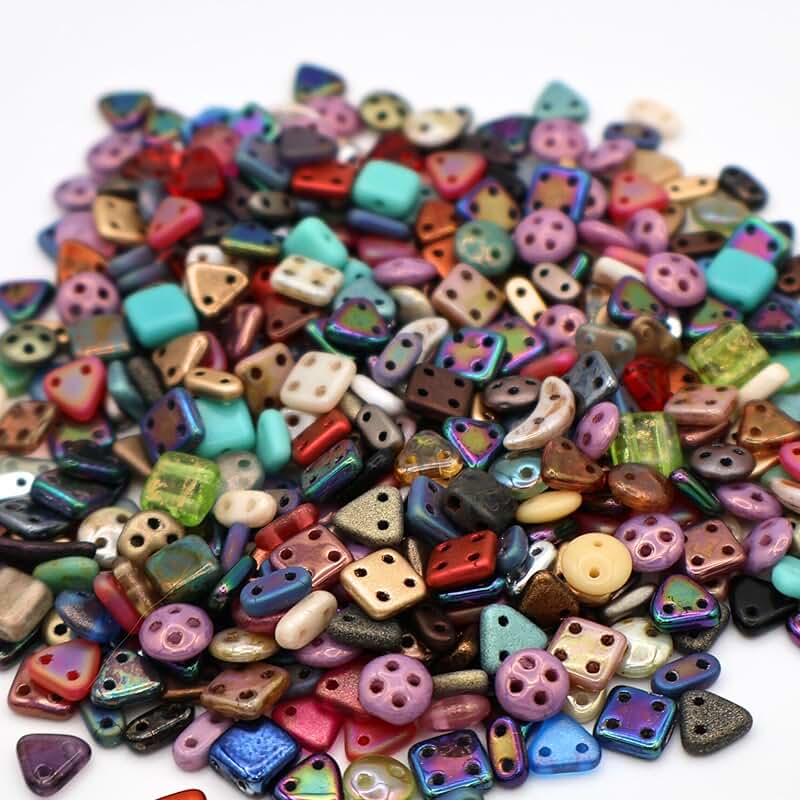 50g Assorted Multi-Hole Czech Glass Bead Mix