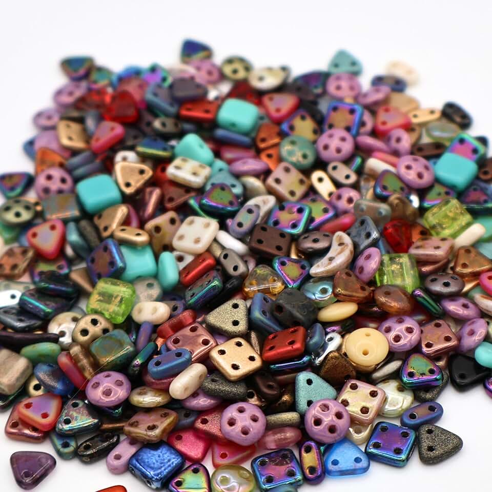 50g Assorted Multi-Hole Czech Glass Bead Mix