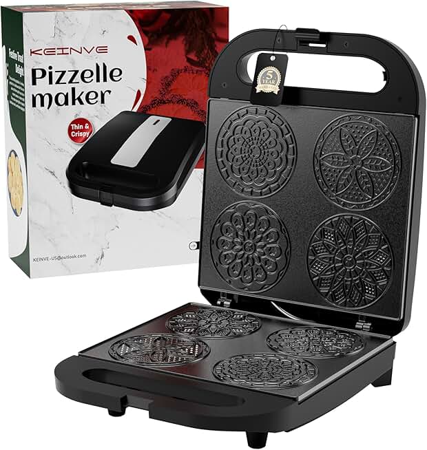 Mini Electric Pizzelle Cookie Maker for Holidays and Parties
