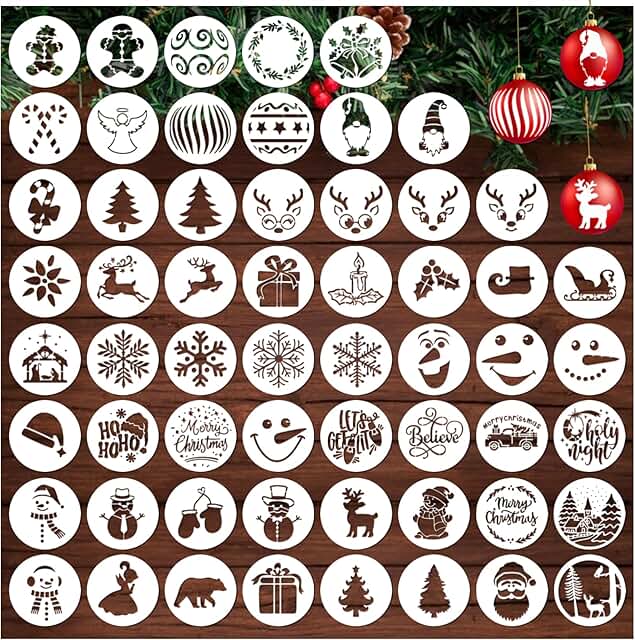 Set of 58 small 3-inch Christmas stencils for DIY crafts