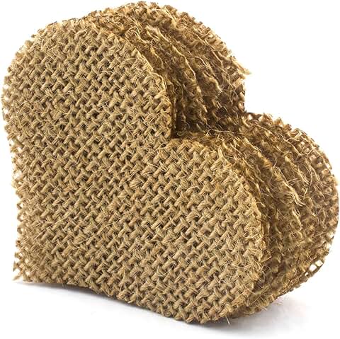 100 Natural Jute Burlap Heart Decorations for Crafts