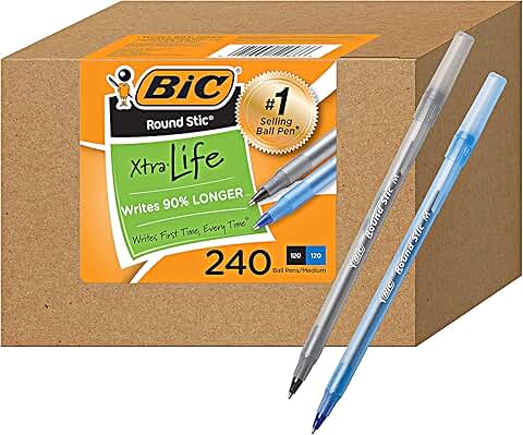 Bulk Pack of 240 Medium Point Ink Pens in Black and Blue
