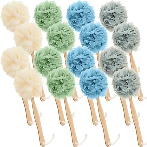16-Piece Long-Handle Bath Body Back Scrubber Set