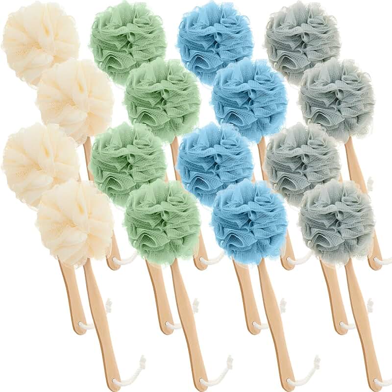 16-Piece Long-Handle Bath Body Back Scrubber Set