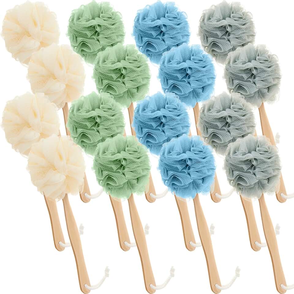 16-Piece Long-Handle Bath Body Back Scrubber Set