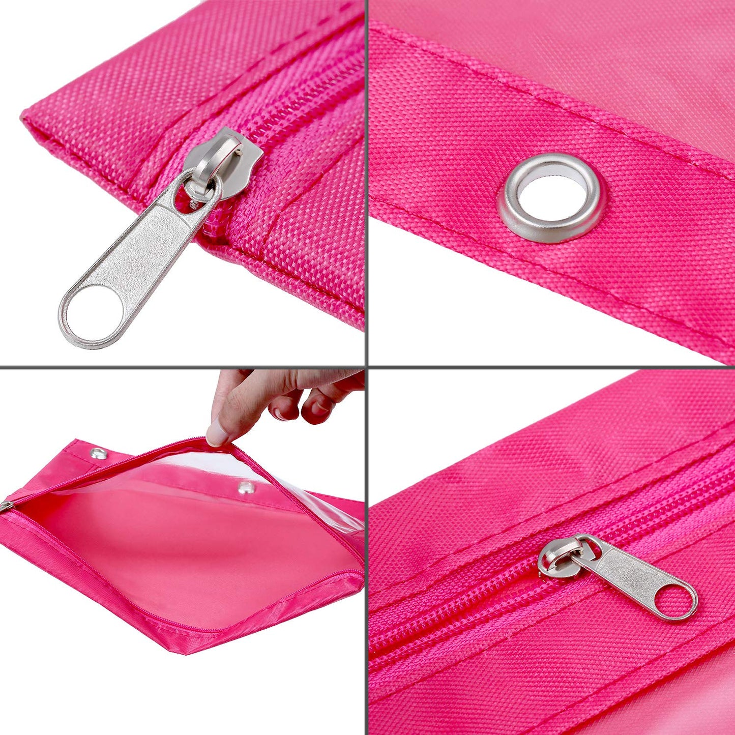 24-Piece Colorful Pencil Pouch Set with Clear Window