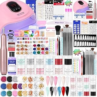 Acrylic Nail Kit with Lamp, Drill, Glitter, Brushes, 12 Colors