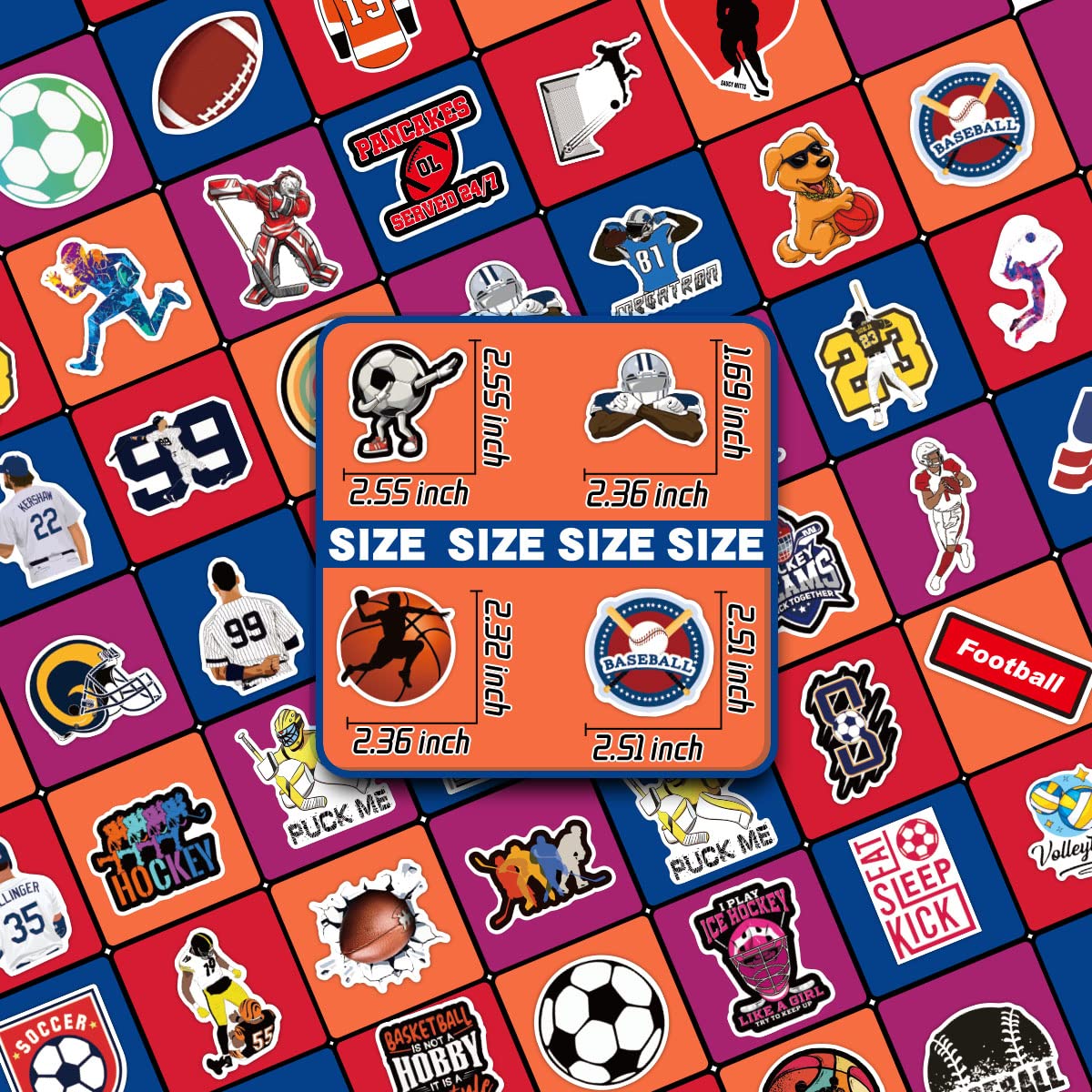 300 Pcs Cool Vinyl Sports Stickers,Waterproof Water Bottle Stickers for Laptop Scrapbook Skateboard Luggage Helmet,Football Soccer Volleyball Baseball Decals School Rewards for Kids Teens Adults Party