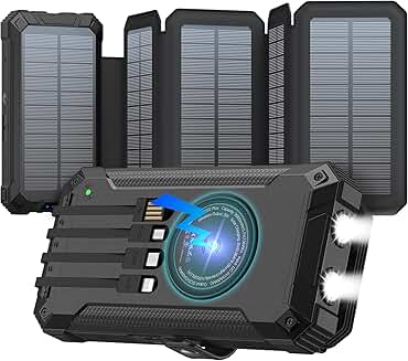 Portable 36800mAh Solar Power Bank with Flashlights