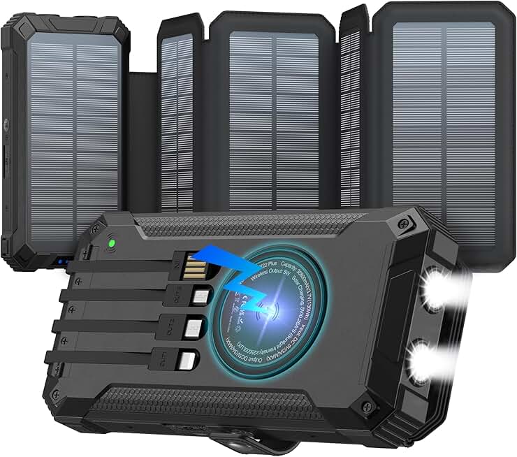 Portable 36800mAh Solar Power Bank with Flashlights