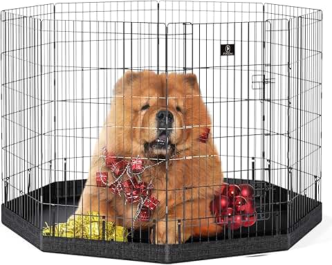 Dog Playpen with 8 Panels and Bottom Pad
