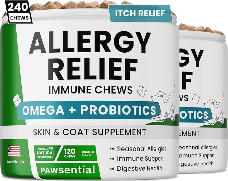 Dog Allergy Relief Chews with Omega 3 and Probiotics