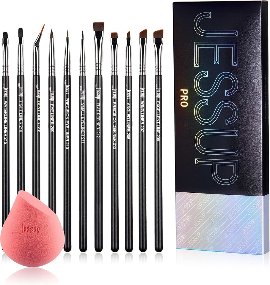 11-Piece Eyeliner Brush Set with Soft Latex-Free Sponge