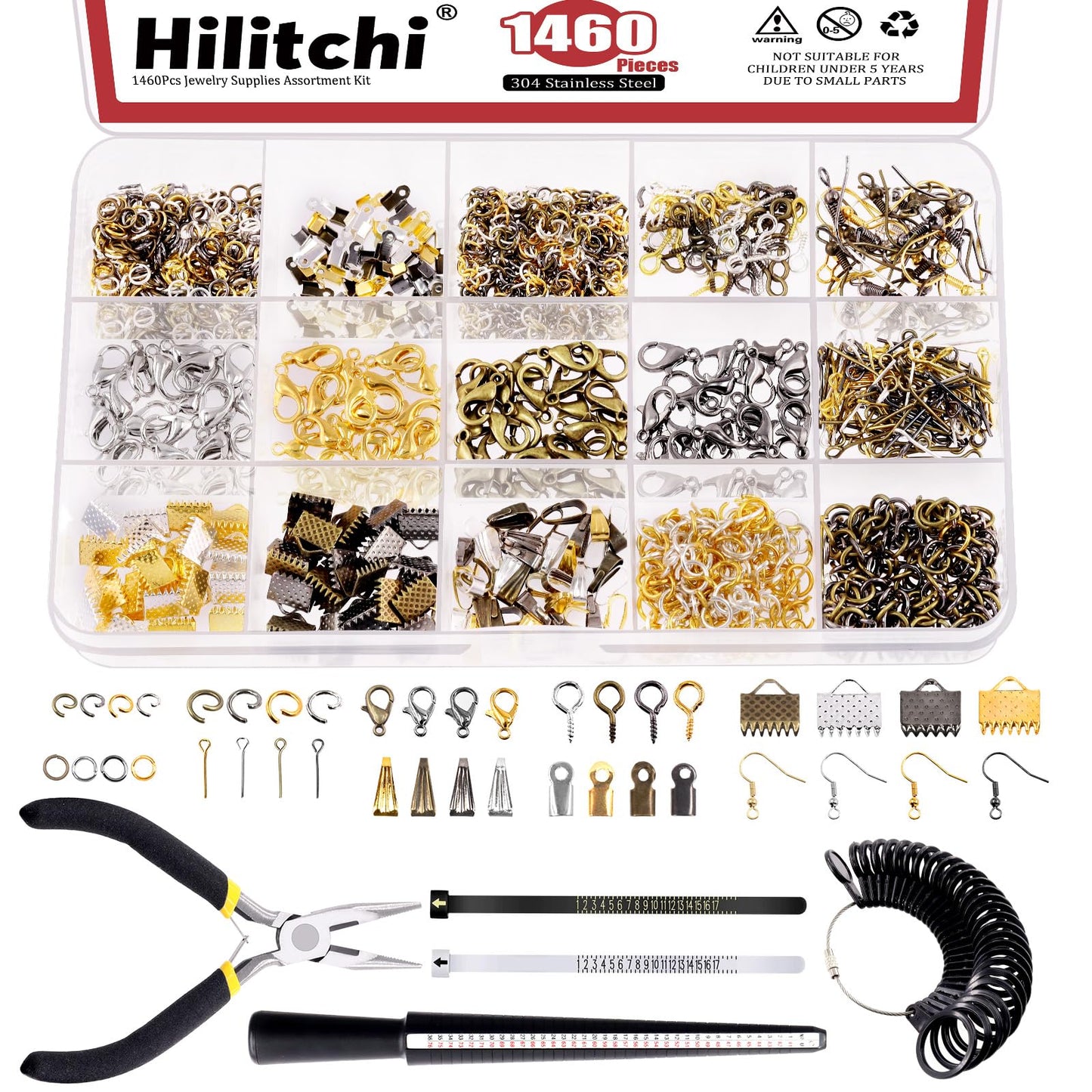 Comprehensive Jewelry Making Supplies Kit with Ring Sizer and Tools