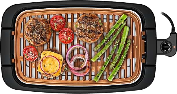 Large Copper Indoor Electric Grill with Adjustable Temperature
