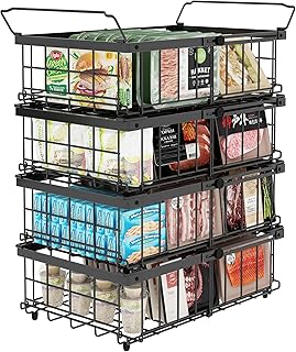 4 Pack Large Expandable Freezer Organizer Bins