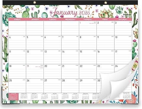 2026 Desk Calendar with Large Ruled Blocks