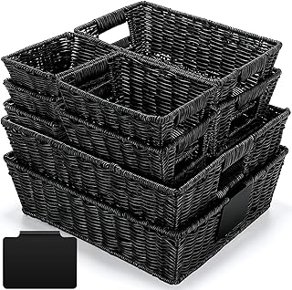 9-Piece Wicker Storage Baskets with Handles