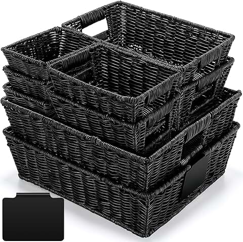 9-Piece Wicker Storage Baskets with Handles