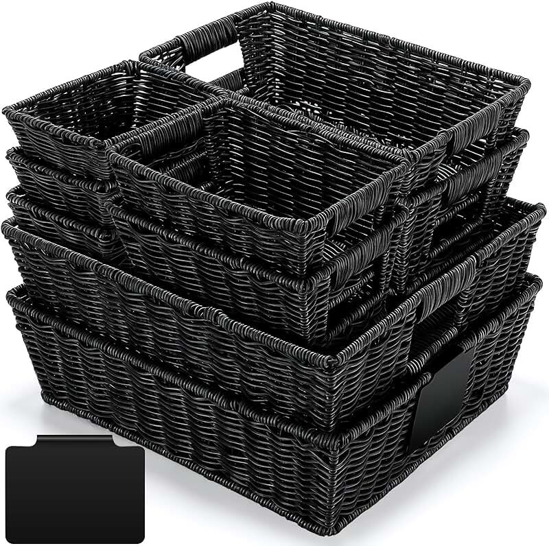 9-Piece Wicker Storage Baskets with Handles