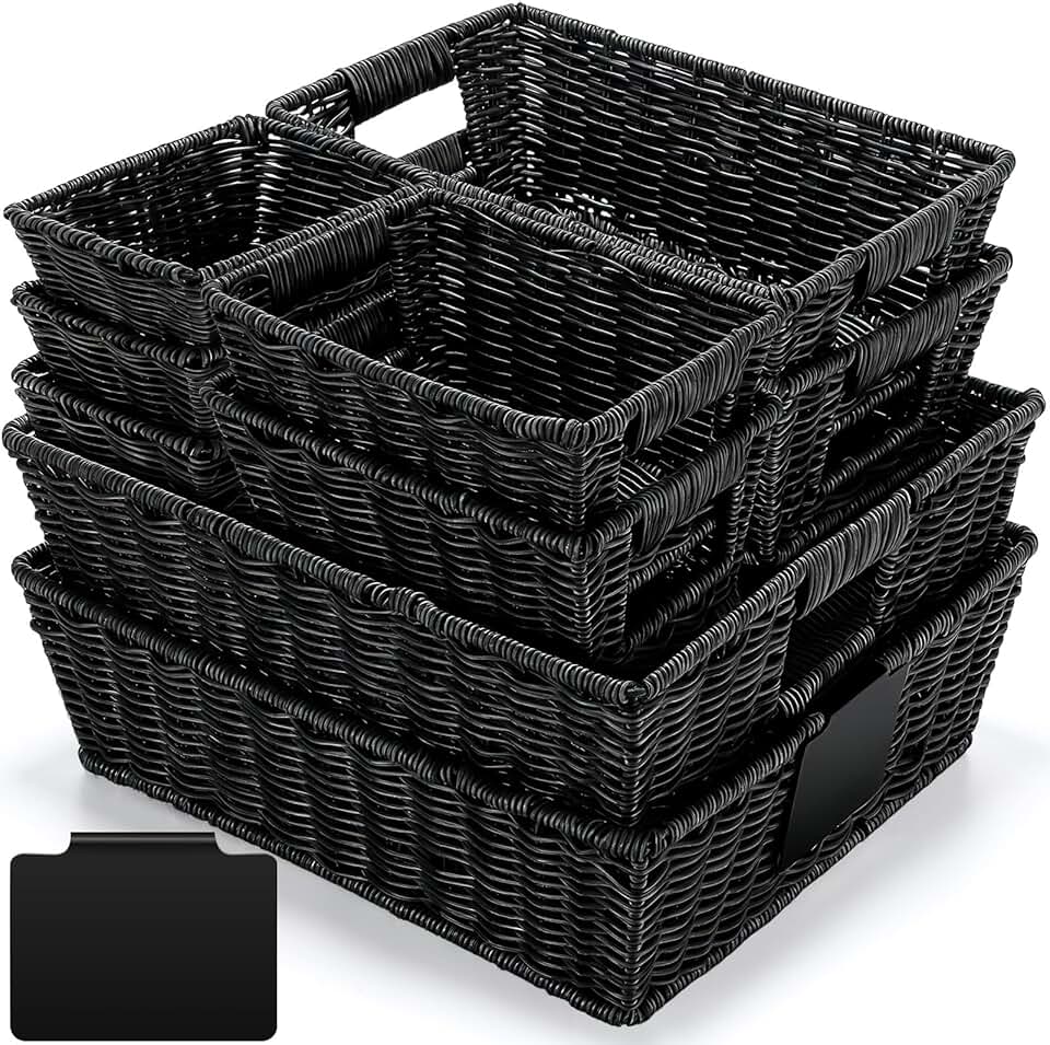 9-Piece Wicker Storage Baskets with Handles