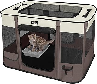 Foldable Waterproof Pet Playpen with Shade for Small Cats and Dogs