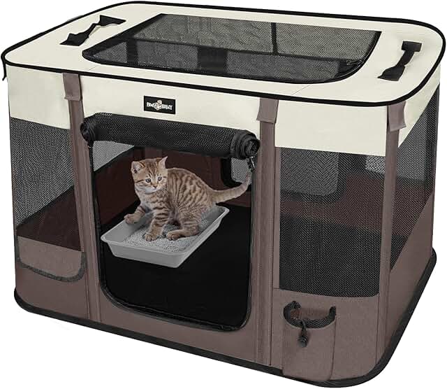 Foldable Waterproof Pet Playpen with Shade for Small Cats and Dogs