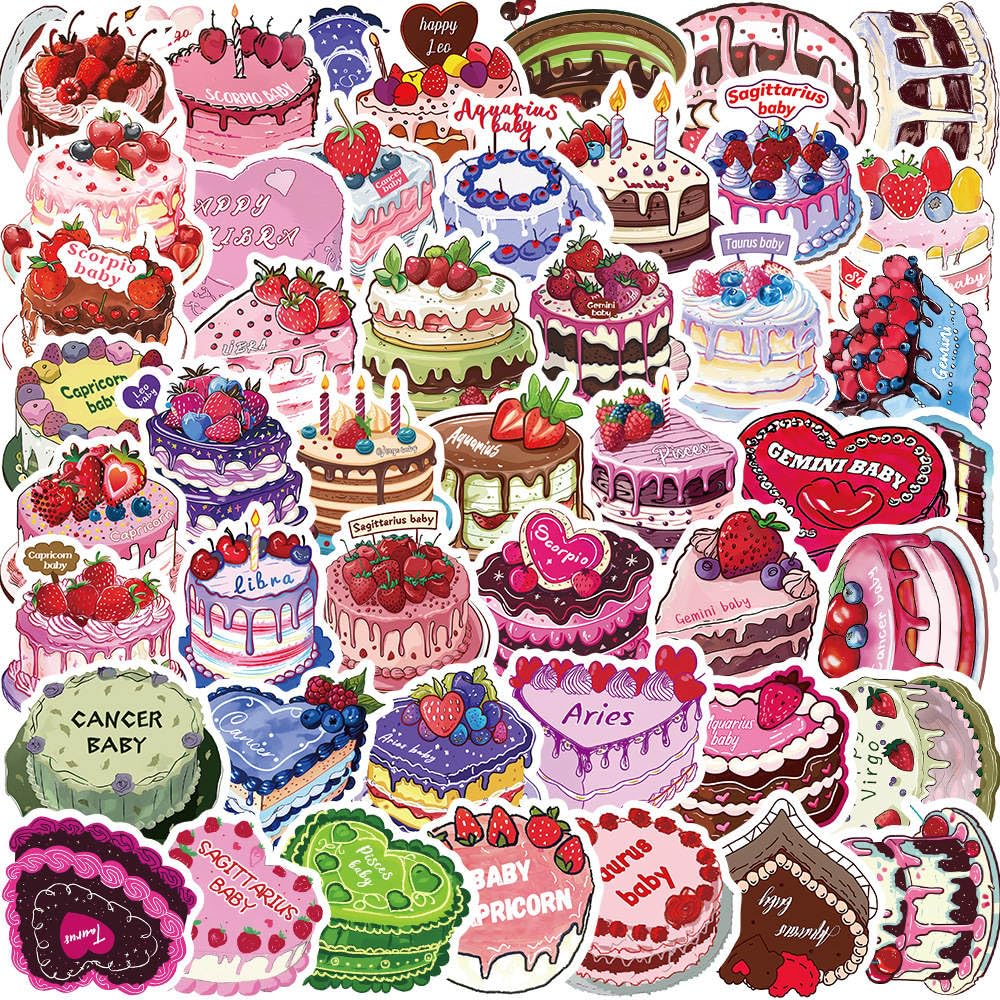 Vibrant Cake Stickers with Constellation Designs
