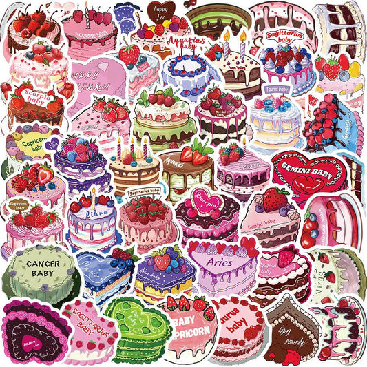 Vibrant Cake Stickers with Constellation Designs