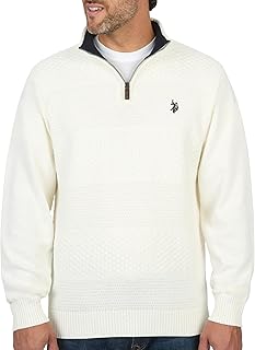 Men's Solid Texture Chest Stripe 1/4 Zip Pullover
