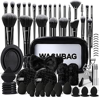 Professional 70-Piece Black Makeup Brush Set with Case