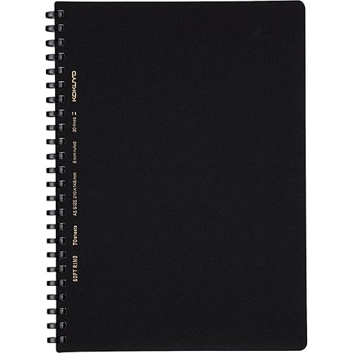Spiral Lined Notebook, 8.3 x 5.8 inches, Black