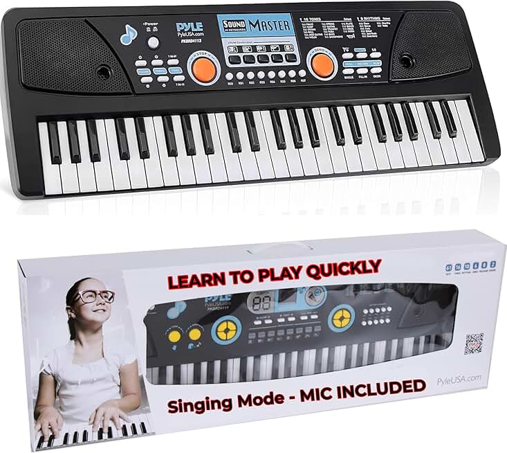 Portable 49-Key Digital Piano with Microphone for Beginners