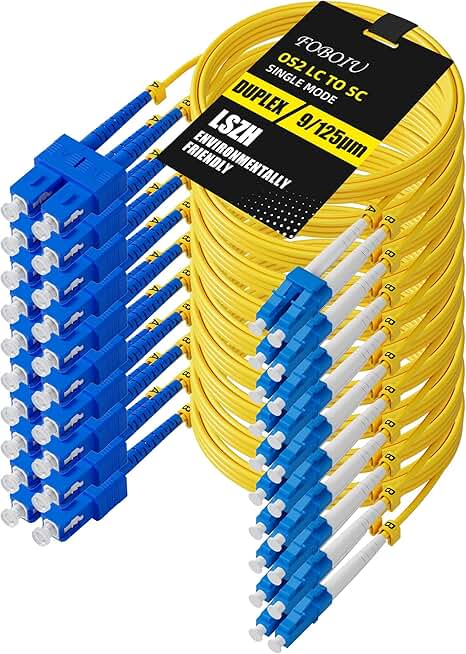 10 Pack 2m Single Mode Fiber Patch Cables LC to SC