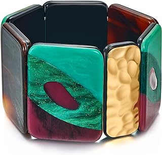 Colorful Geometric Chunky Bangle for Women