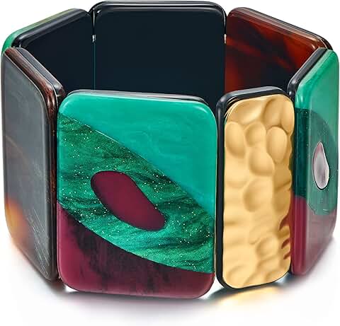 Colorful Geometric Chunky Bangle for Women